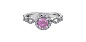18kt Palladium Pink Sapphire & Diamond Ring