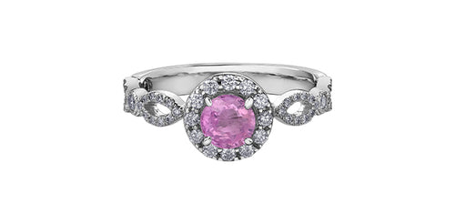 18kt Palladium Pink Sapphire & Diamond Ring