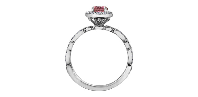 18kt Palladium Pink Sapphire & Diamond Ring