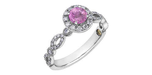 18kt Palladium Pink Sapphire & Diamond Ring