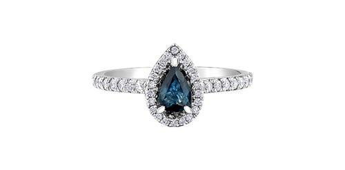 10kt White Gold Blue Sapphire & Diamond Ring
