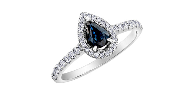 10kt White Gold Blue Sapphire & Diamond Ring