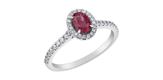 10kt White Gold Ruby & Diamond Ring
