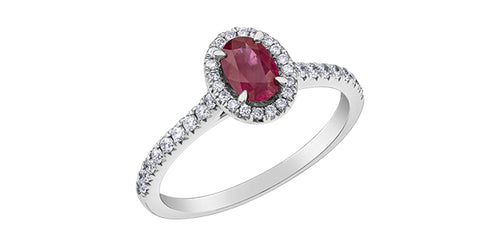 10kt White Gold Ruby & Diamond Ring