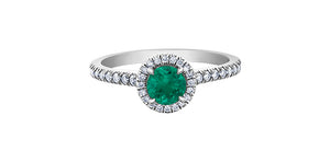 10kt White Gold Emerald & Diamond Ring