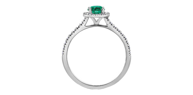 10kt White Gold Emerald & Diamond Ring