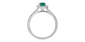 10kt White Gold Emerald & Diamond Ring