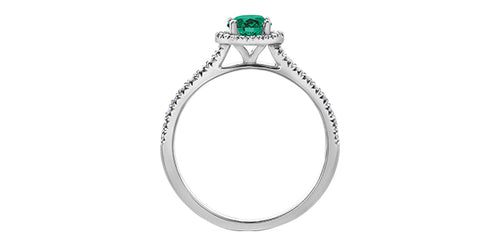 10kt White Gold Emerald & Diamond Ring