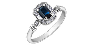 10kt White Gold Blue Sapphire & Diamond Ring