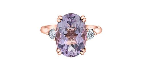 10kt Rose Gold Pink Amethyst & Diamond Ring