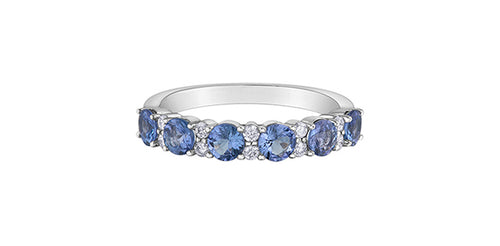 14kt White Gold 3.5mm Sapphire & .15tdw Diamond Ring