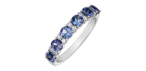 14kt White Gold 3.5mm Sapphire & .15tdw Diamond Ring