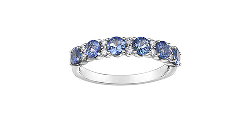 14kt White Gold 3.5mm Sapphire & .15tdw Diamond Ring