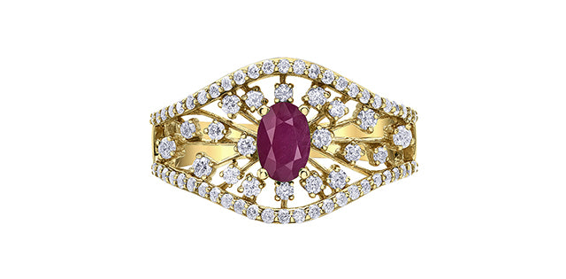14kt Yellow Gold Ruby & Diamond Ring