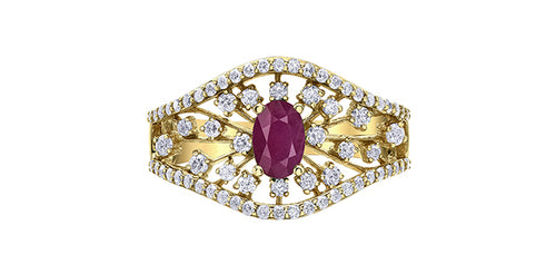 14kt Yellow Gold Ruby & Diamond Ring