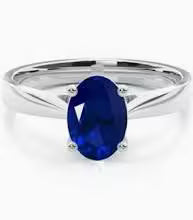 14kt White Gold 3.5MM Sapphire +.15TW Ring
