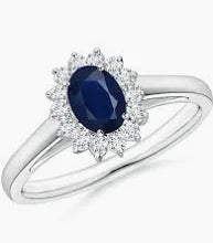 14kt White Gold 6X4MM Sapphire +.57TW Ring