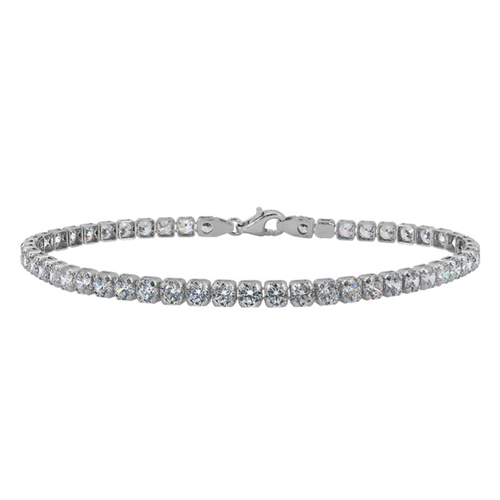 Sterling Silver 3mm Round CZ Tennis Bracelet