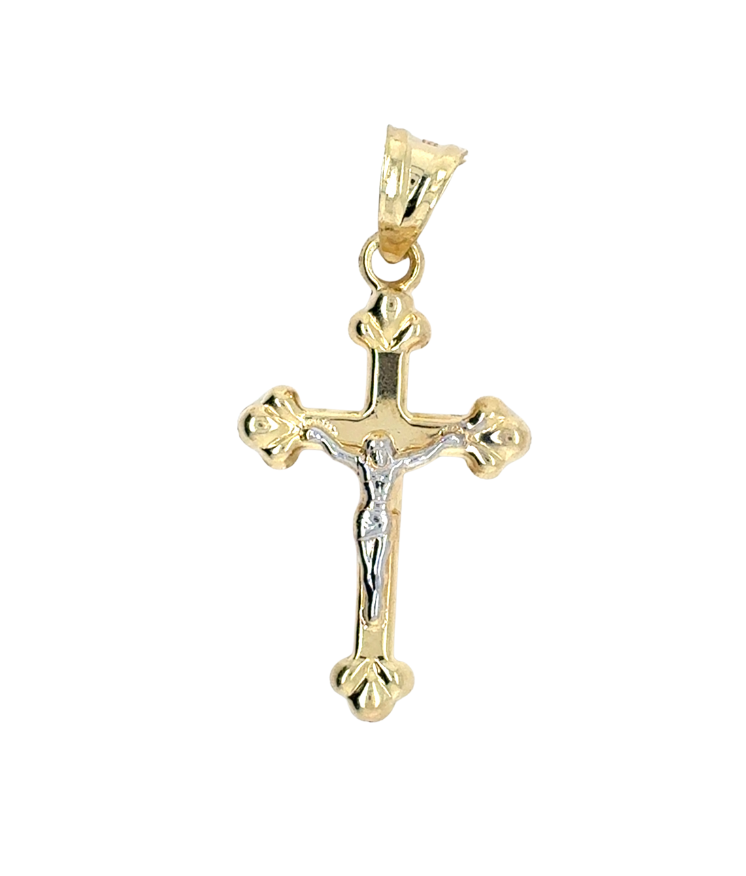 10kt Two Tone Crucifix Pendant