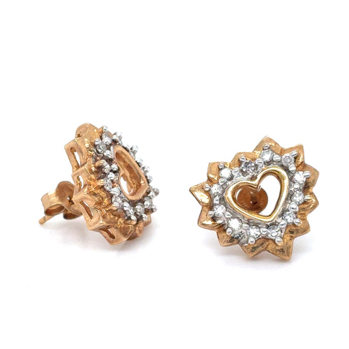 10kt Yellow Gold .24ct Diamond Heart Stud Earring