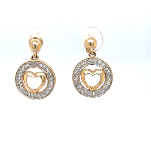10kt Yellow Gold .20ct Diamond Heart Stud Earring