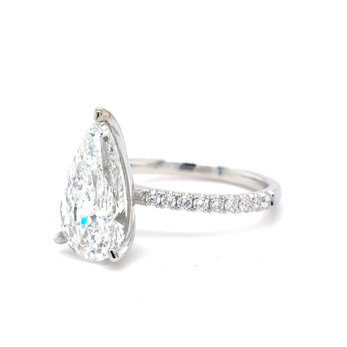 14kt White Gold Lab Grown 3.03ct Centre Pear Cut Diamond Engagement Ring