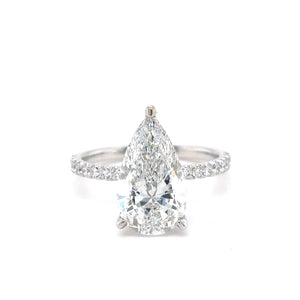 14kt White Gold Lab Grown 3.03ct Centre Pear Cut Diamond Engagement Ring