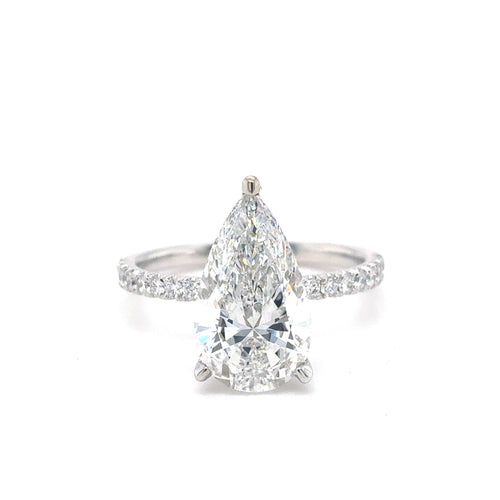 14kt White Gold Lab Grown 3.03ct Centre Pear Cut Diamond Engagement Ring