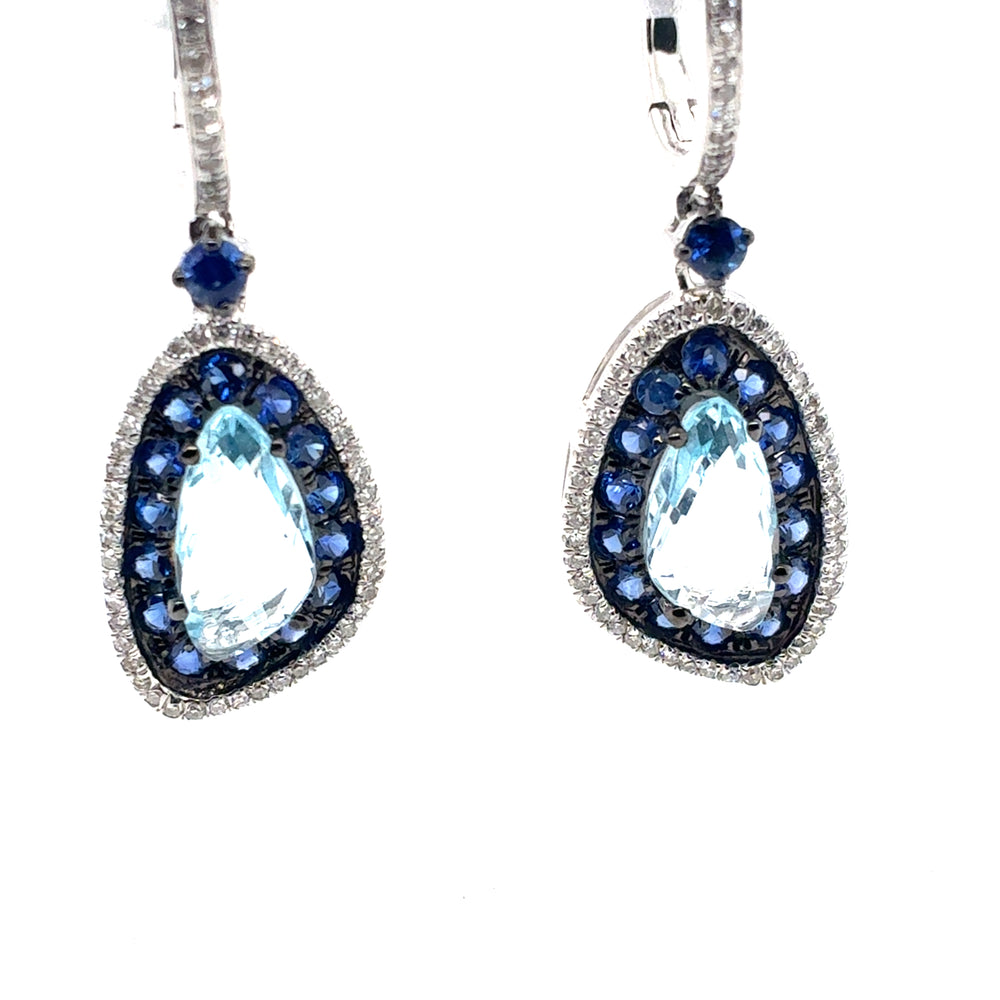 14kt White Gold =2.00 Blue Topaz Earrings