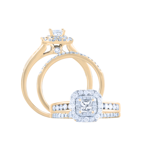 14kt Yellow Gold 1.00ct Diamond Wedding Set