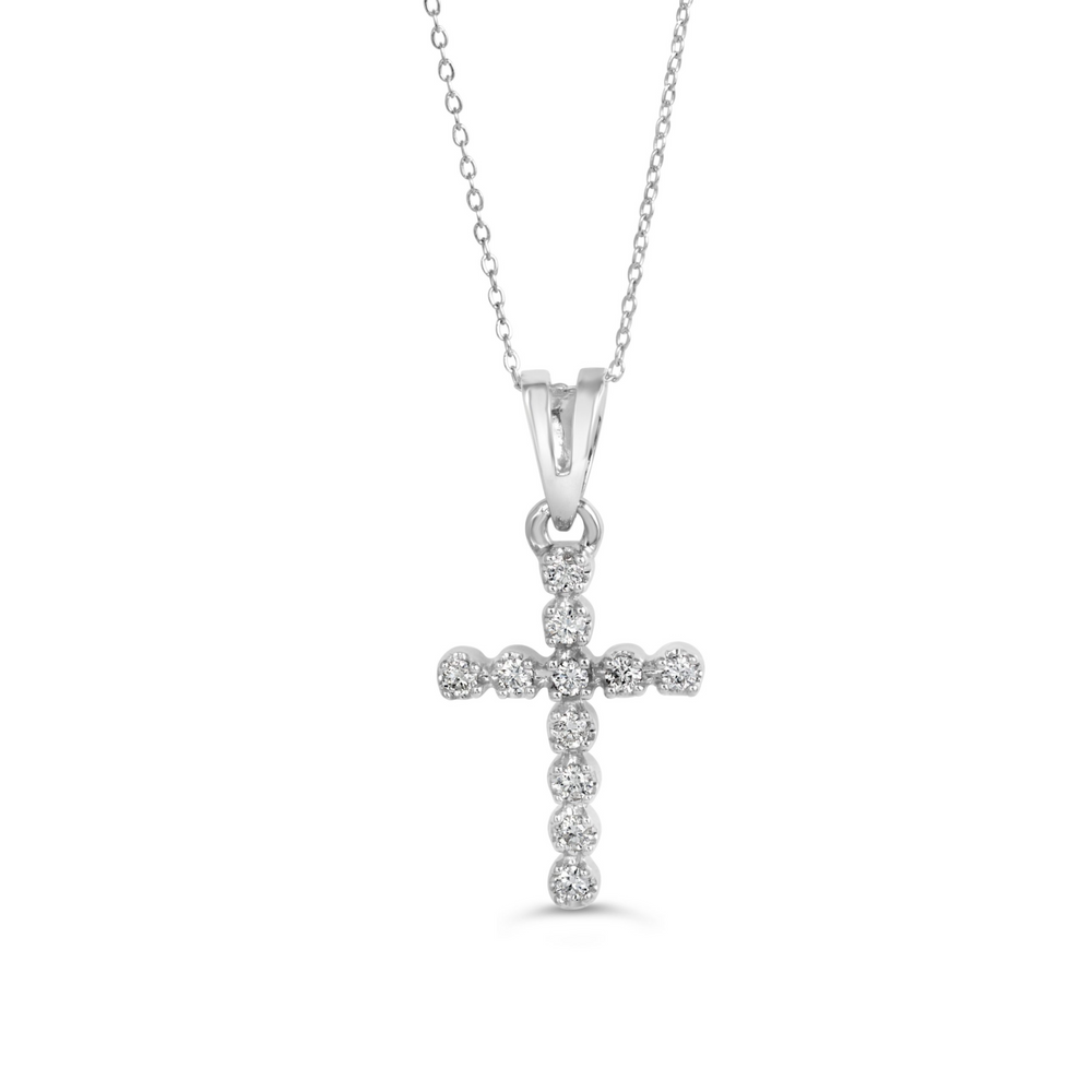 10kt White Gold Diamond Cross Pendant