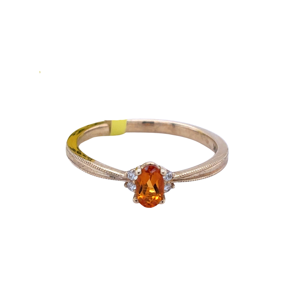 10kt Yellow Gold 5X3MM Citrine +.02TW Diamond Ring