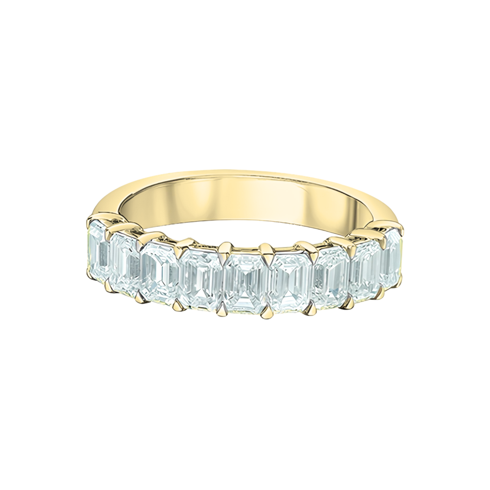14kt Yellow Gold 2.07ct Total Weight 9 Stone Emerald Lab Grown Diamond Band