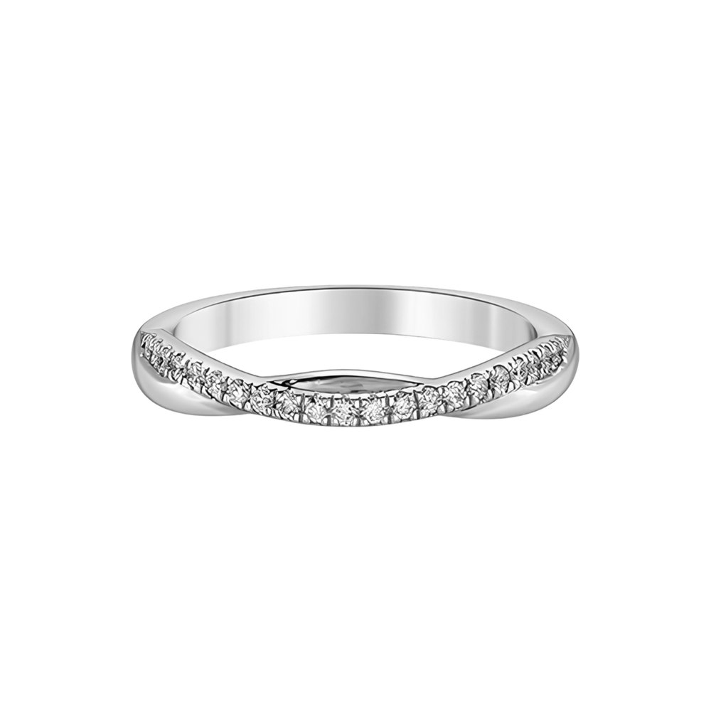 14kt White Gold Twisted Lab Grown Diamond Band