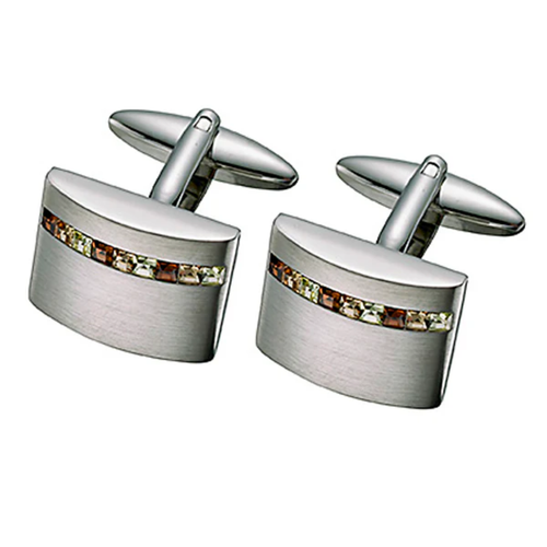 Stainless Steel Cuff Links with Austrian Crystals