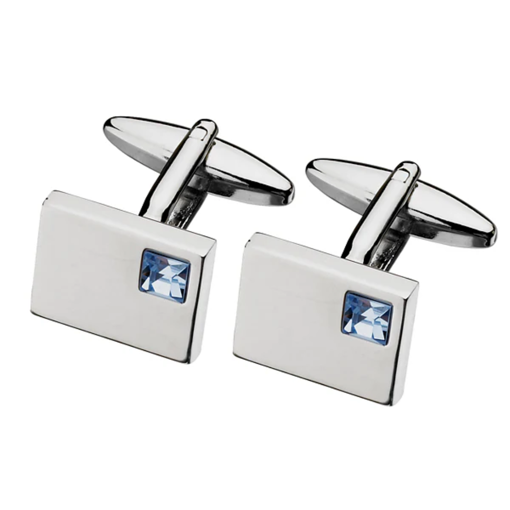 Stainless Steel Cuff Links with Austrian Crystal