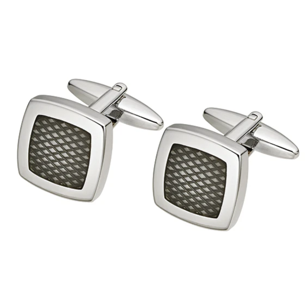 Stainless Steel Cuff Links with Carbon Fibre