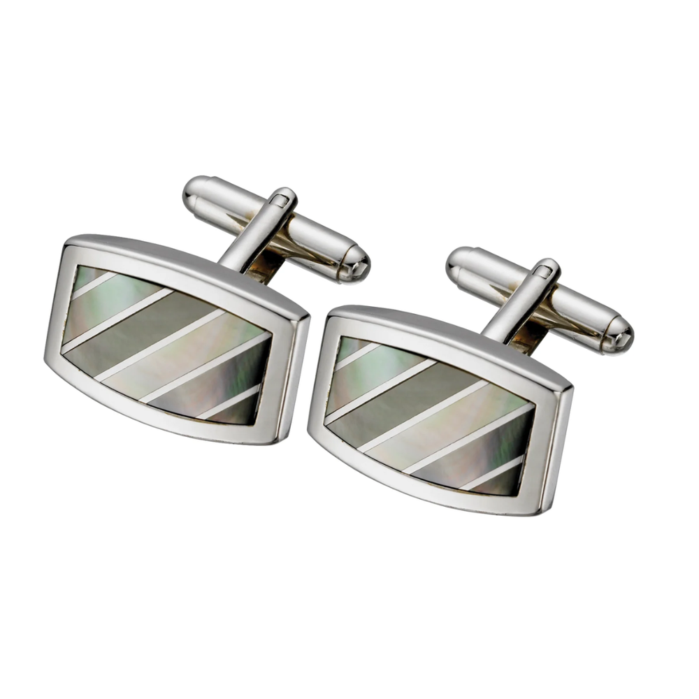 Stainless Steel Cuff Link with Mother of Pearl