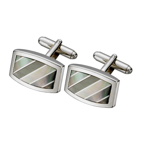 Stainless Steel Cuff Link with Mother of Pearl
