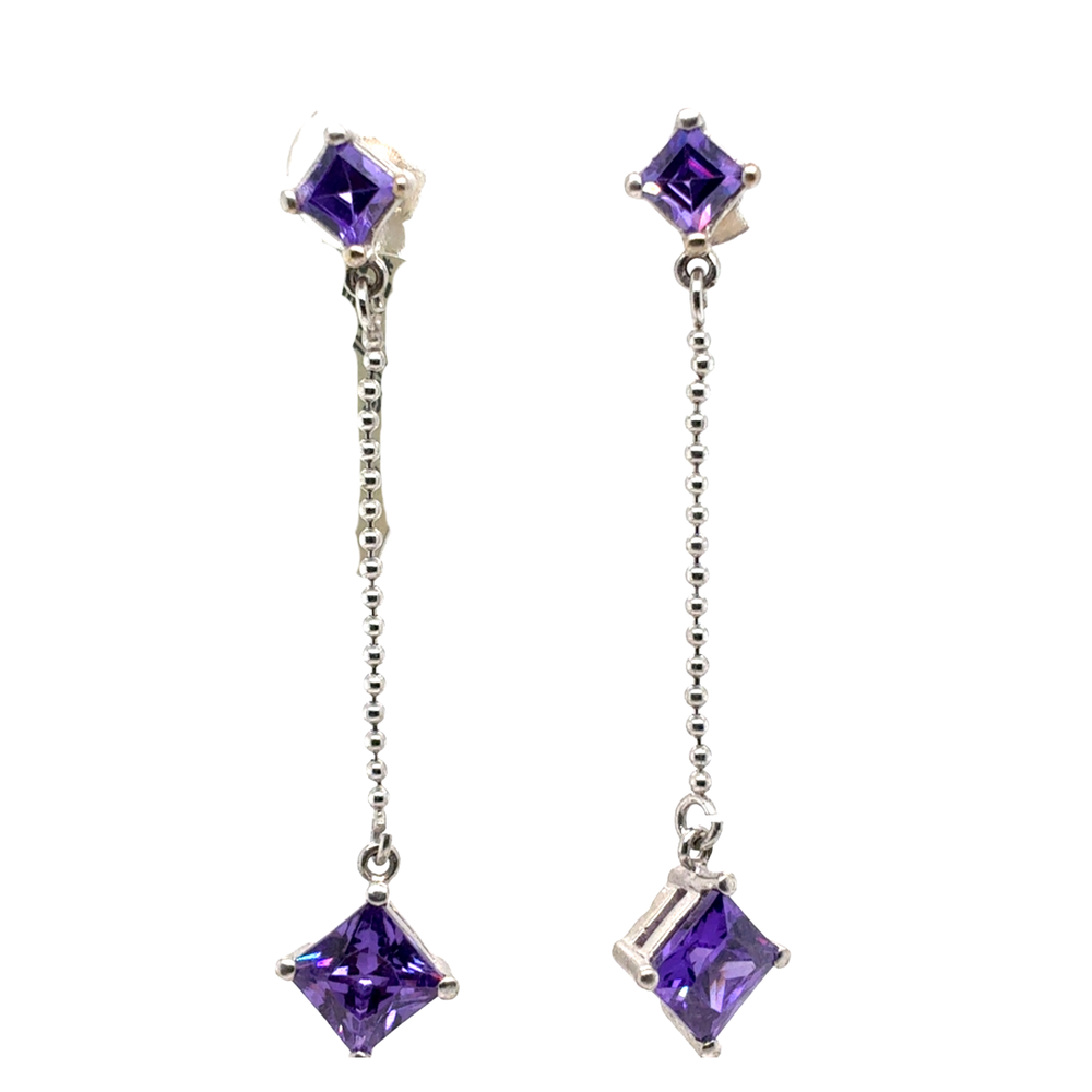 10kt White Gold Drop Earrings
