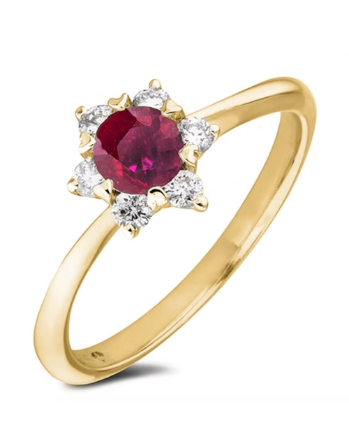 10kt Yellow Gold 0.40 Ruby + 0.14TW Diamond Ring