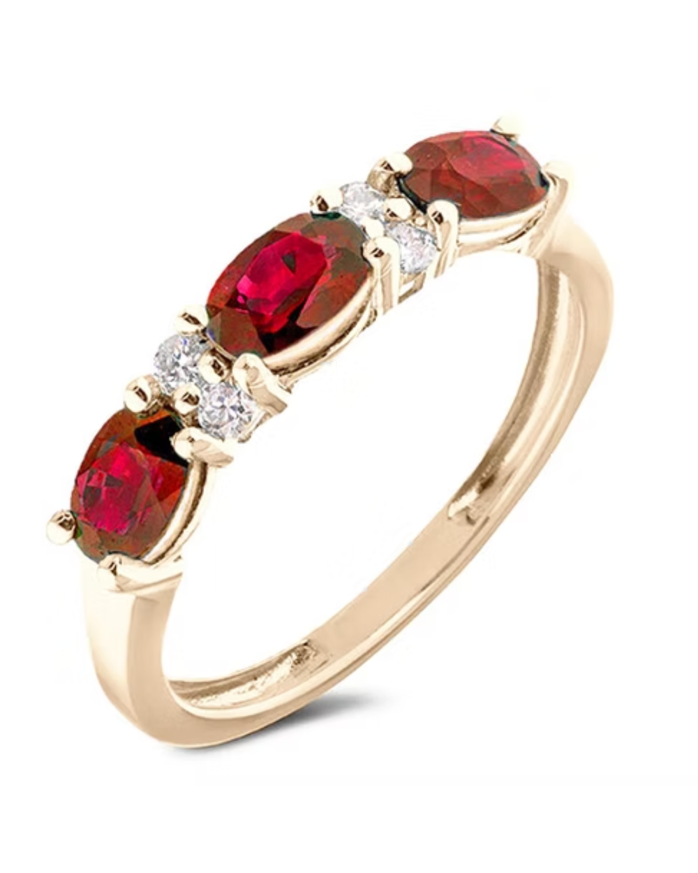 10k Yellow Gold 0.81 Ruby + 0.06TW Diamond Ring