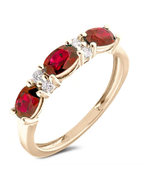 10k Yellow Gold 0.81 Ruby + 0.06TW Diamond Ring