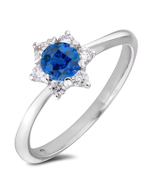 10kt White Gold 0.38 Sapphire + 0.014TW Diamond Ring