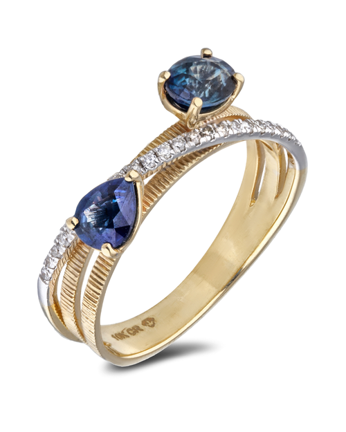 10kt Yellow Gold 0.83 Sapphire + 0.12 TW Diamond Ring