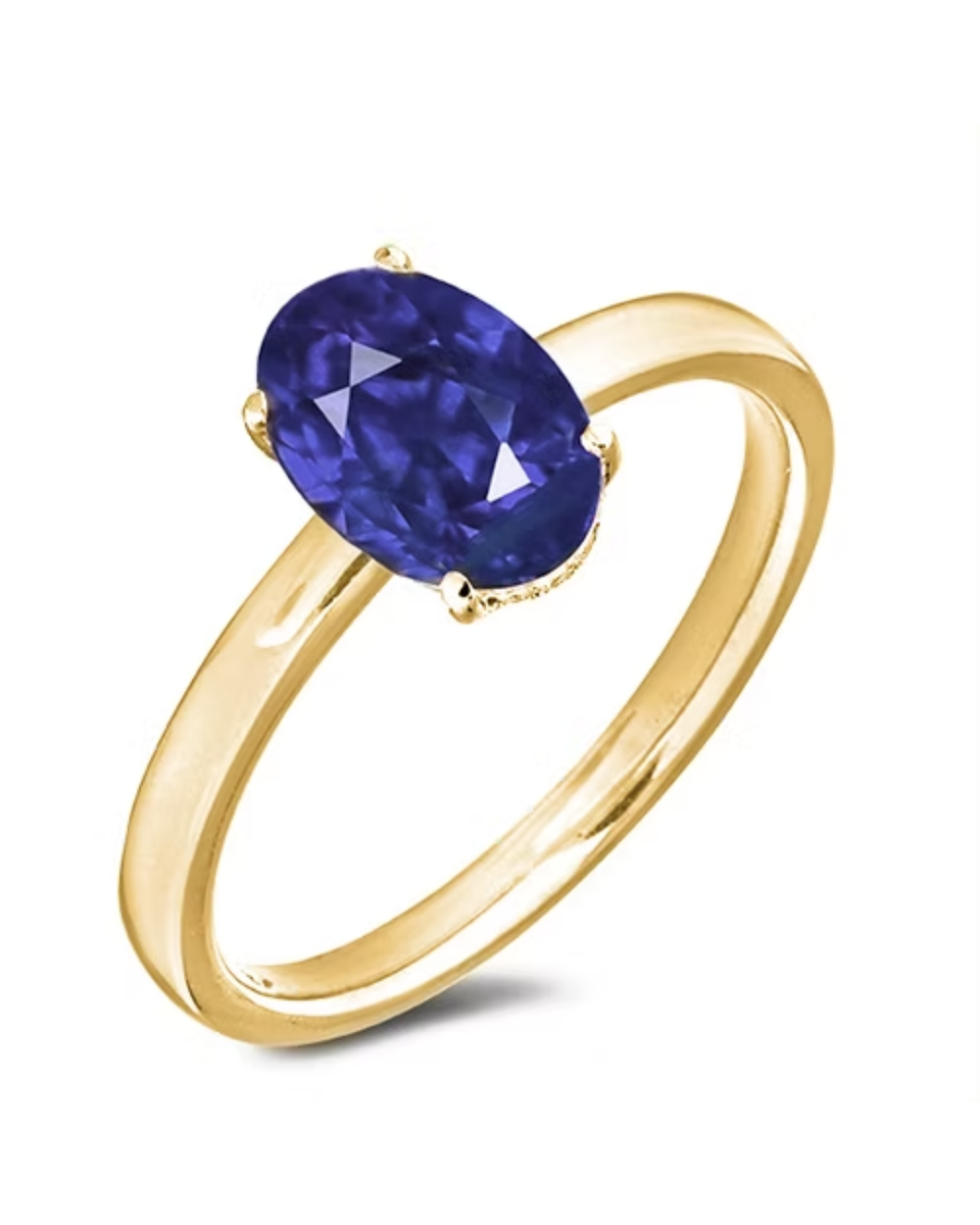 10kt Yellow Gold 1.05 Sapphire + 0.07TW Diamond Ring