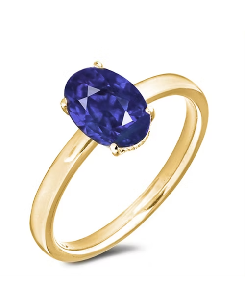 10kt Yellow Gold 1.05 Sapphire + 0.07TW Diamond Ring