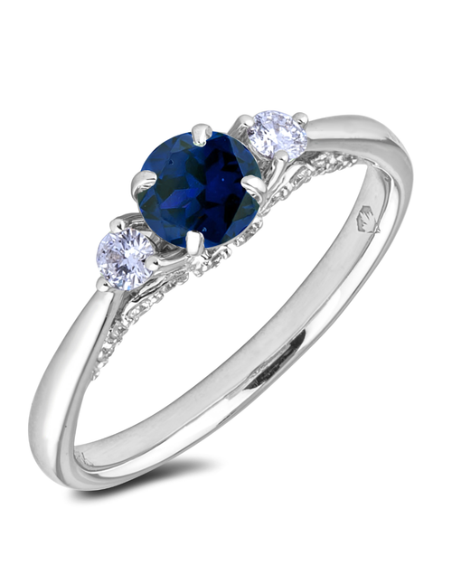 10kt White Gold 0.34 Sapphire + 0.20TW Diamond Ring