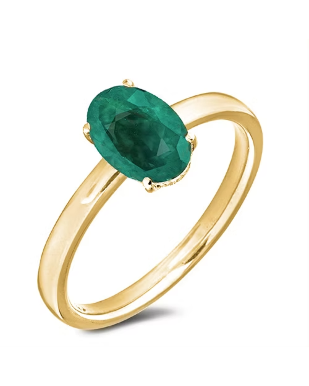 10kt Yellow Gold 0.76 Emerald + 0.05TW Diamond Ring
