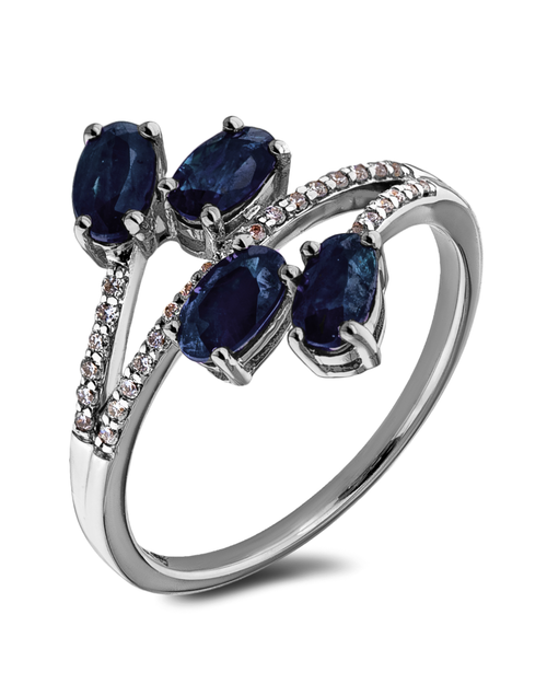 10kt White Gold 1.15 Sapphire + 0.12TW Diamond Ring